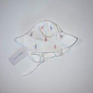 Ralph Lauren White Bucket Hat with Colorful Embroidery